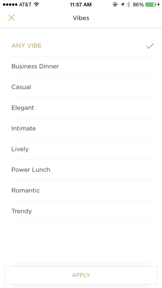 Reserve iPhone filter screenshot